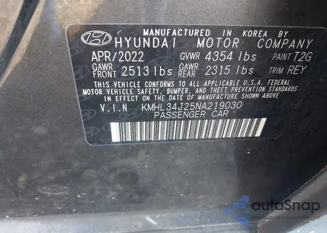 2022 Hyundai Sonata Limited z USA, uszkodzony, nr VIN KMHL34J25NA219030